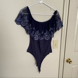 Navy blue lace bodysuit